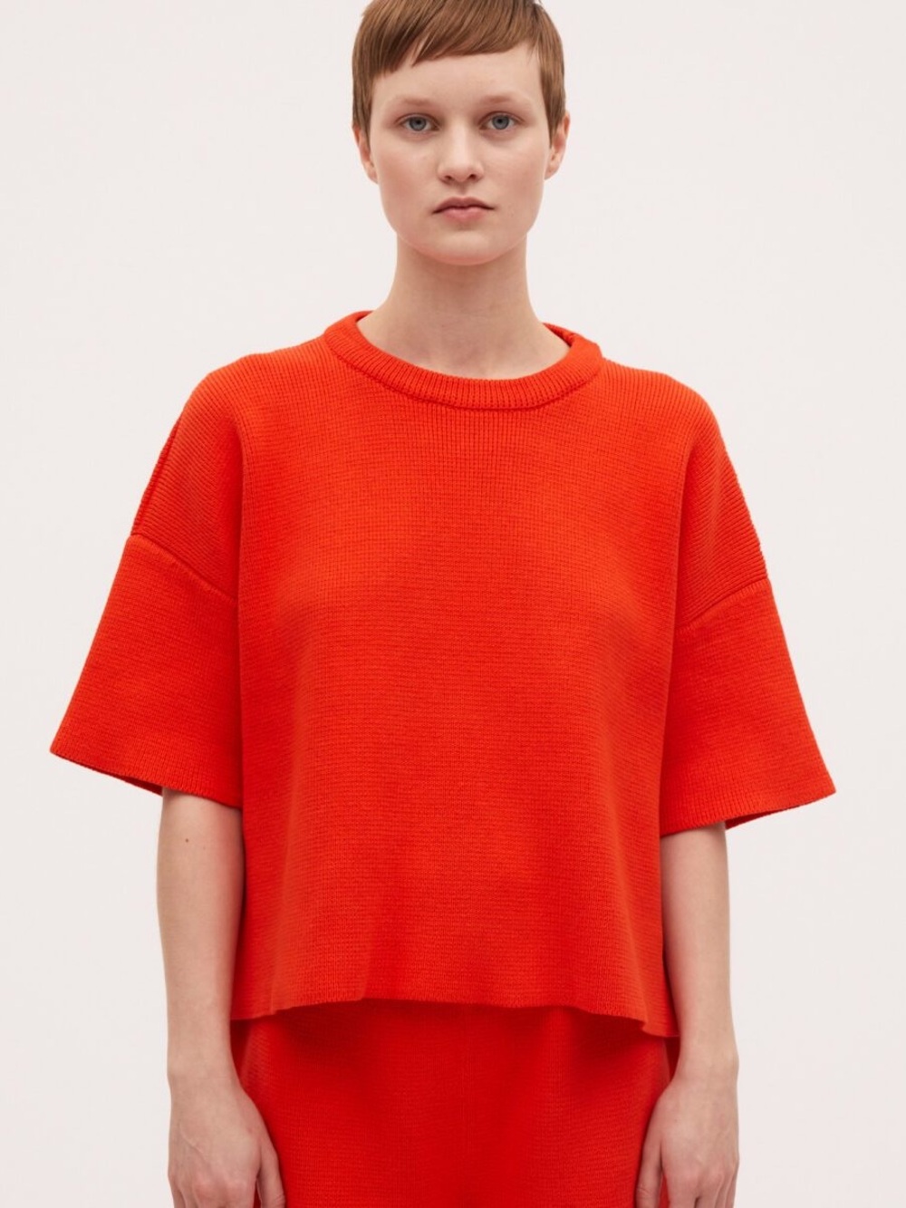 Babaà Jumper no35 Tangelo Red Short Sleeve Cotton Knit Top Sweater One Size